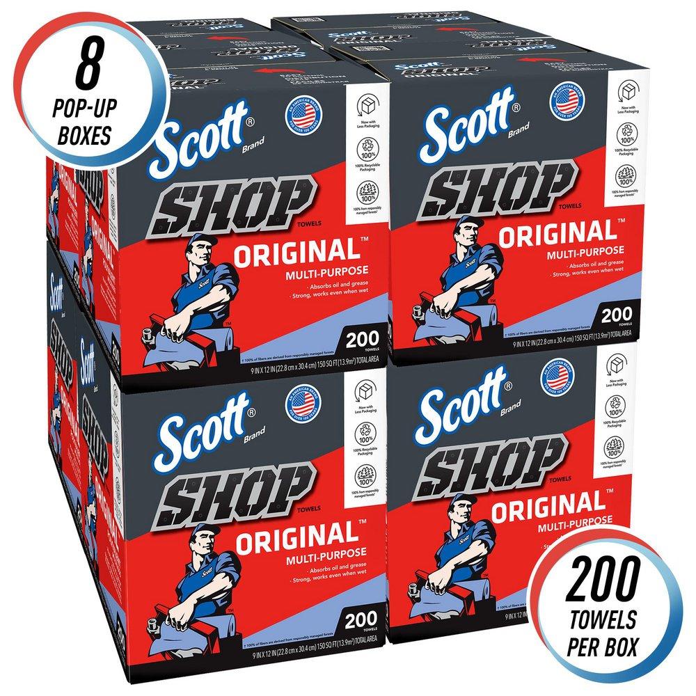 Scott® Blue 12 x 9 in. Shop Towel (Box of 200 Sheets, Case of 8 Boxes, Case of 1600 Towels) 
