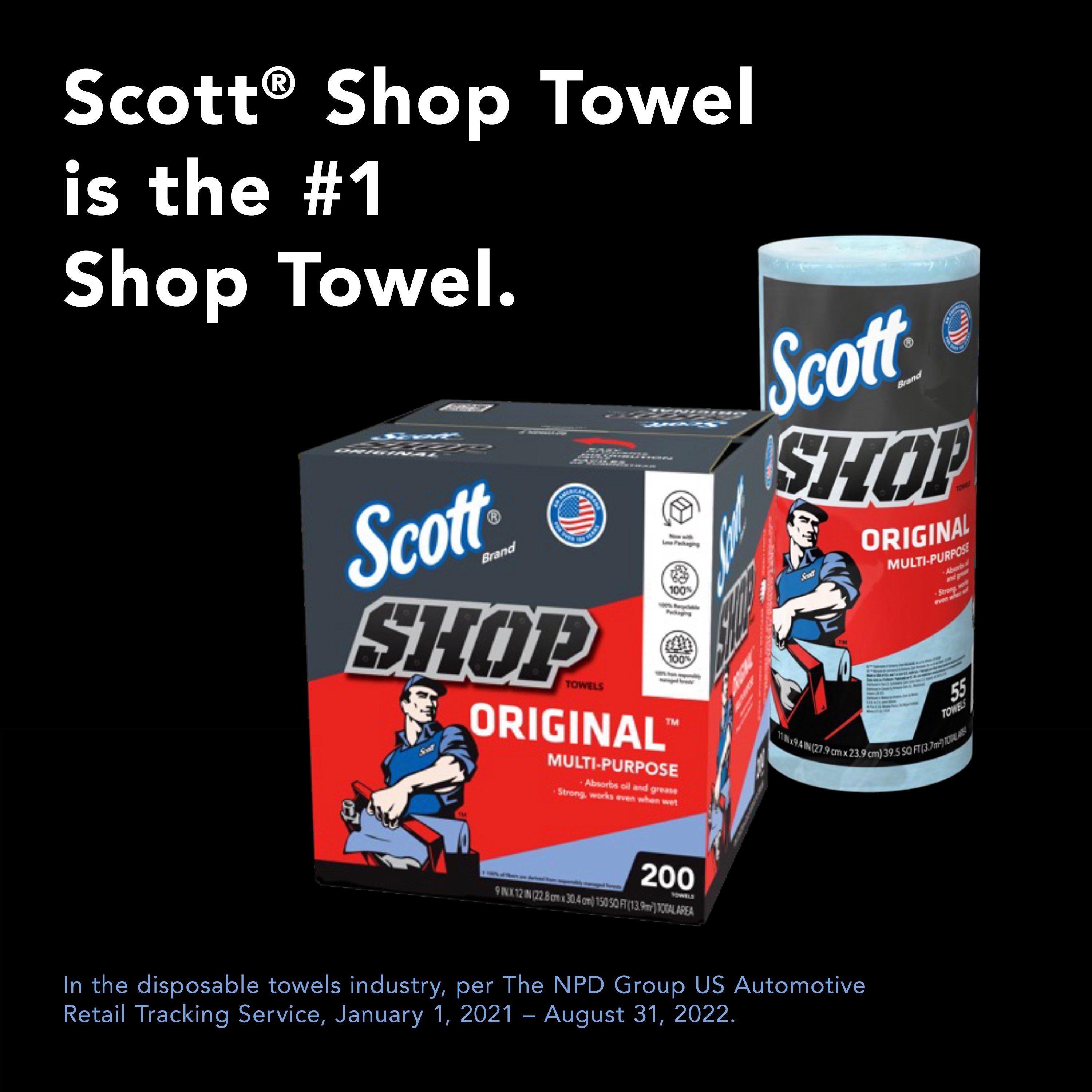Scott® Blue 12 x 9 in. Shop Towel (Box of 200 Sheets, Case of 8 Boxes, Case of 1600 Towels) 