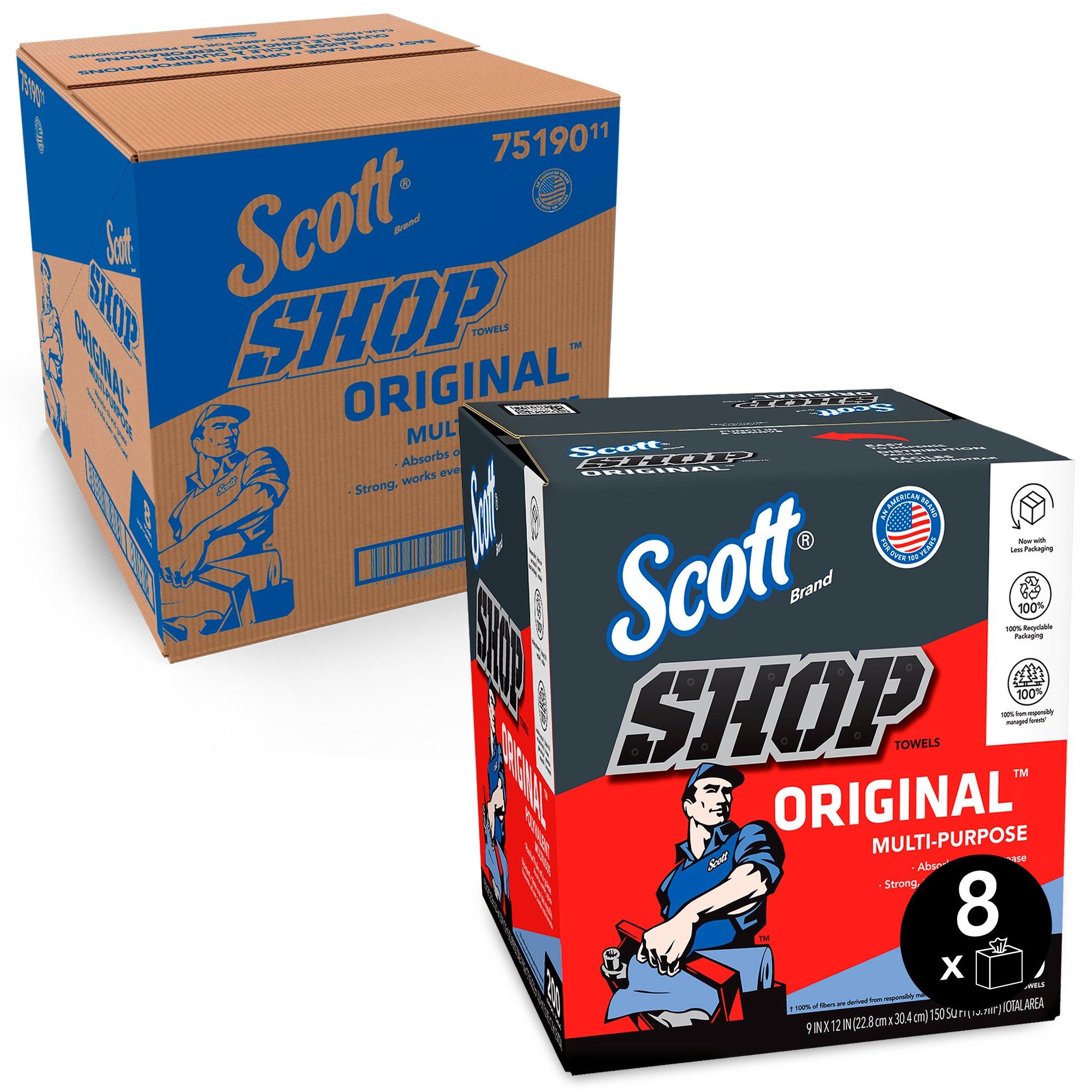 Scott® Blue 12 x 9 in. Shop Towel (Box of 200 Sheets, Case of 8 Boxes, Case of 1600 Towels) 