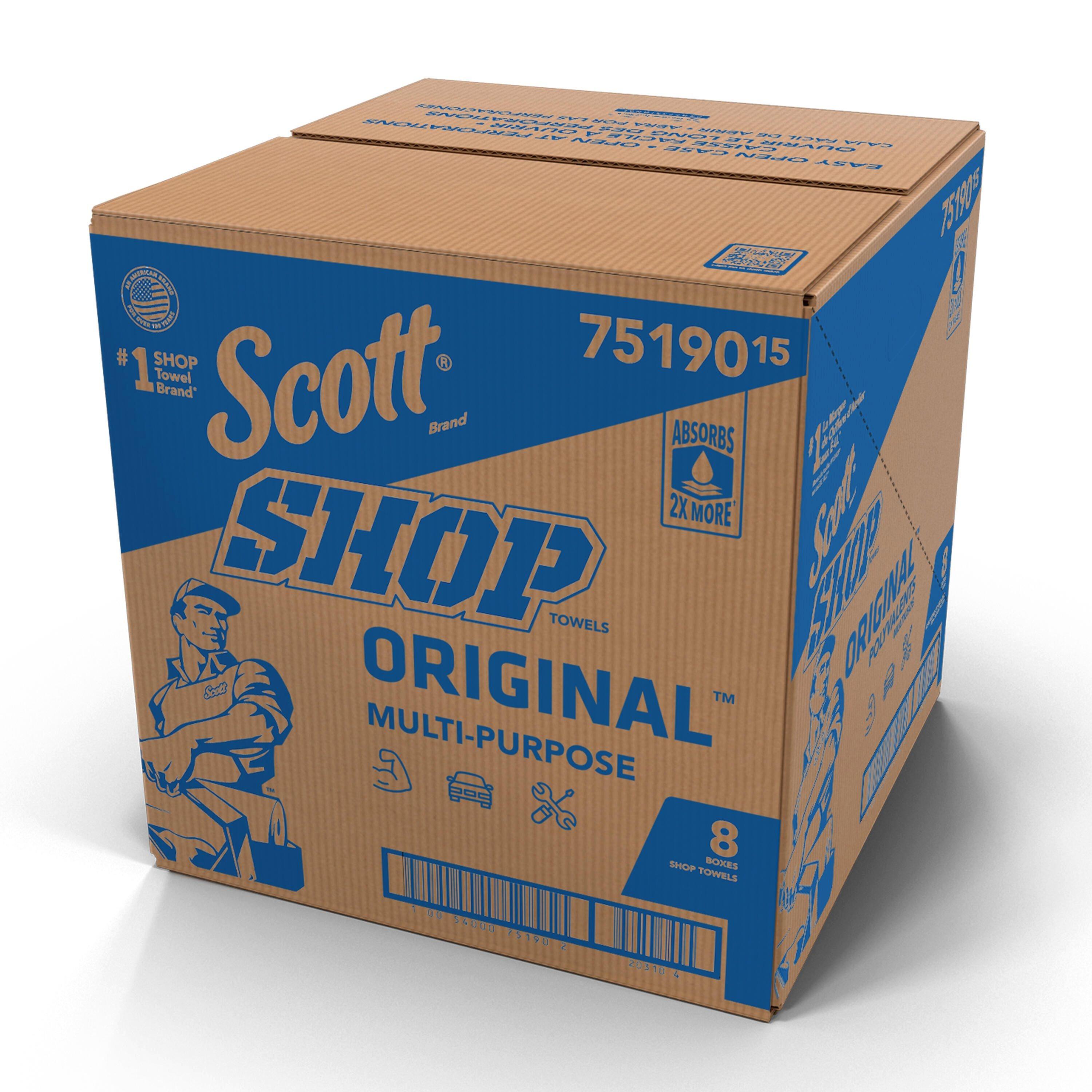 Kimberly-Clark Professional&trade; Blue 12 x 9 in. Shop Towel (Box of 200 Sheets, Case of 8 Boxes, Case of 1600 Towels) 