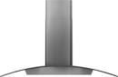 Ravenna 90 cm LED Island Hood in Black Stainless Steel with Gray Glass