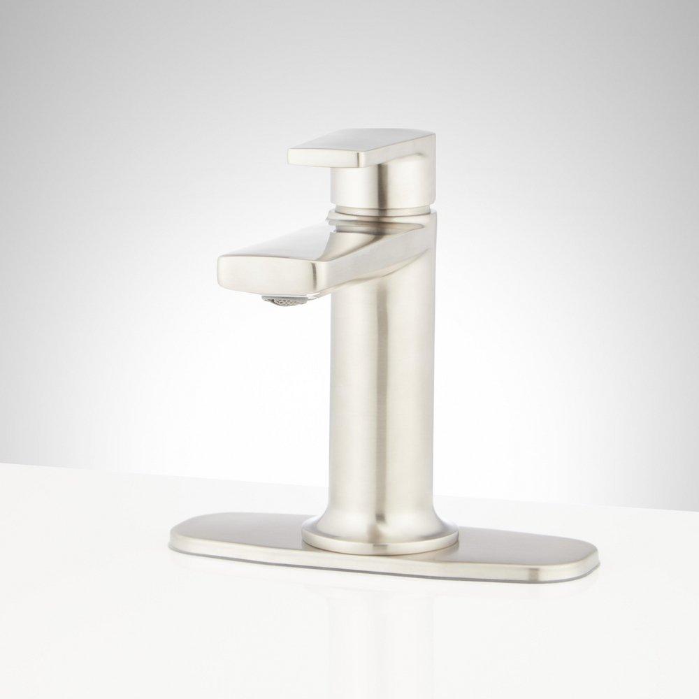 Single Handle Monoblock Bathroom Sink Faucet in Brushed Nickel 
