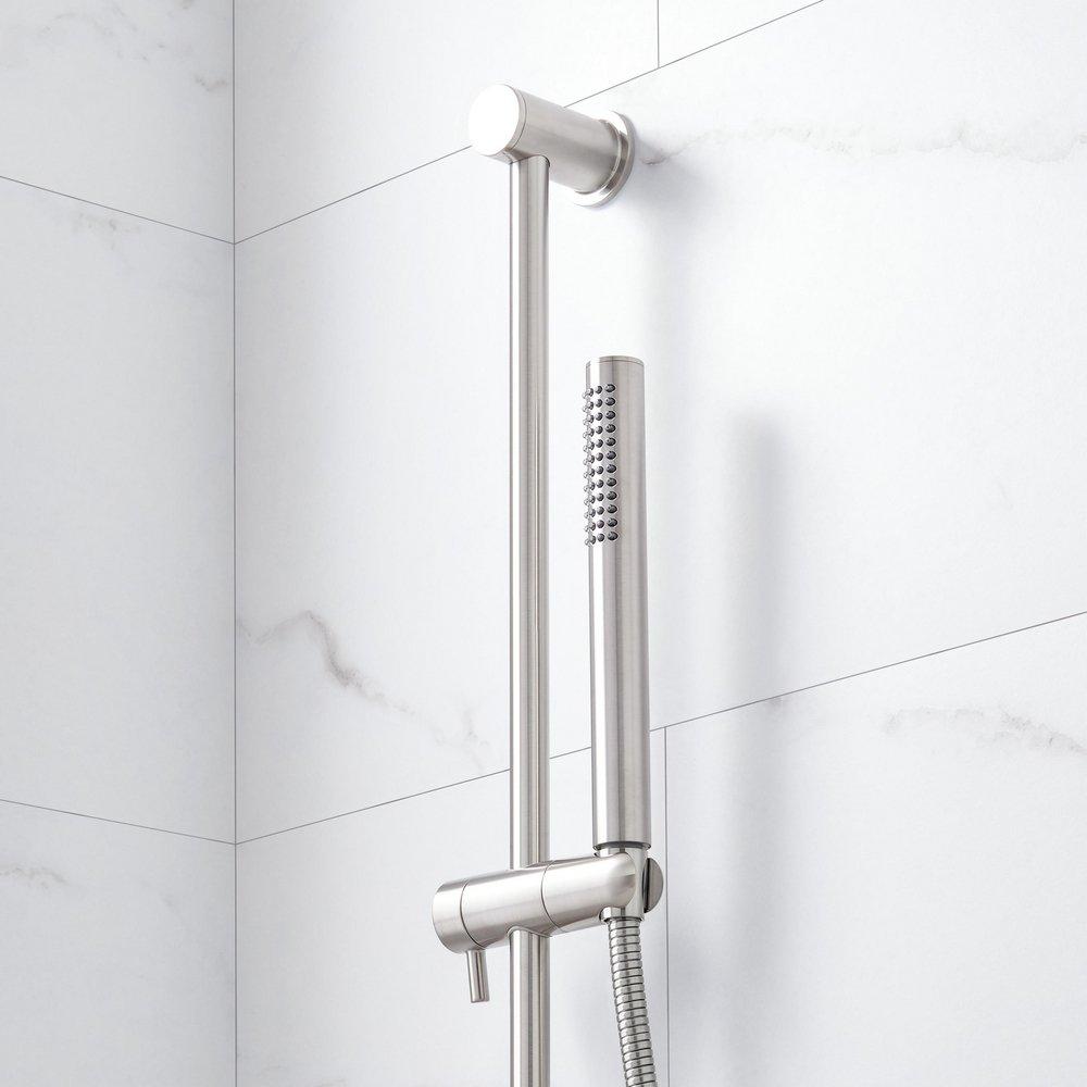 PRESSURE BALANCE SHOWER SYSTEM WITH SLIDE BAR AND HAND SHOWER BRUSHED NICKEL 
