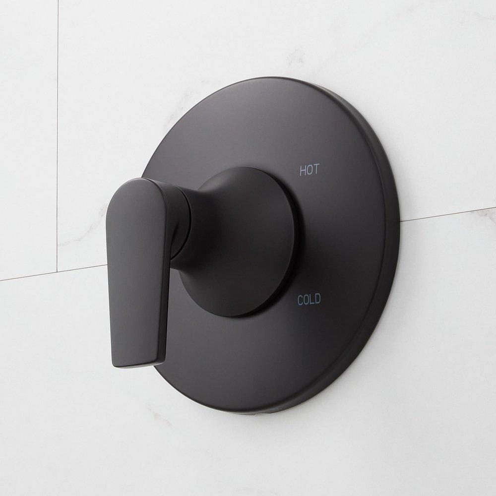 Two Handle Single Function Shower System Set in Matte Black - 1/2 in. and 3/4 in. Valve Included 