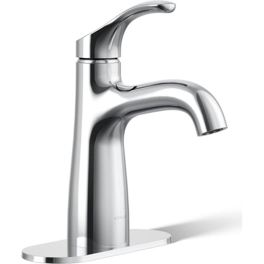 KOHLER Polished Chrome Single Handle Monoblock Bathroom Sink Faucet 