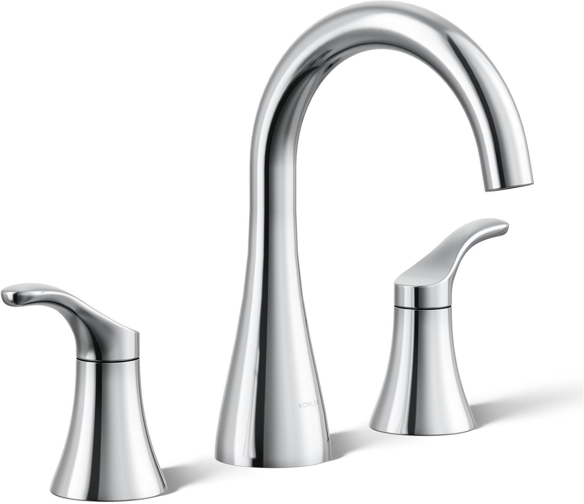 KOHLER Polished Chrome Two Handle Monoblock Bathroom Sink Faucet 