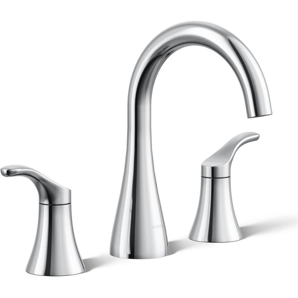 KOHLER Polished Chrome Two Handle Monoblock Bathroom Sink Faucet 