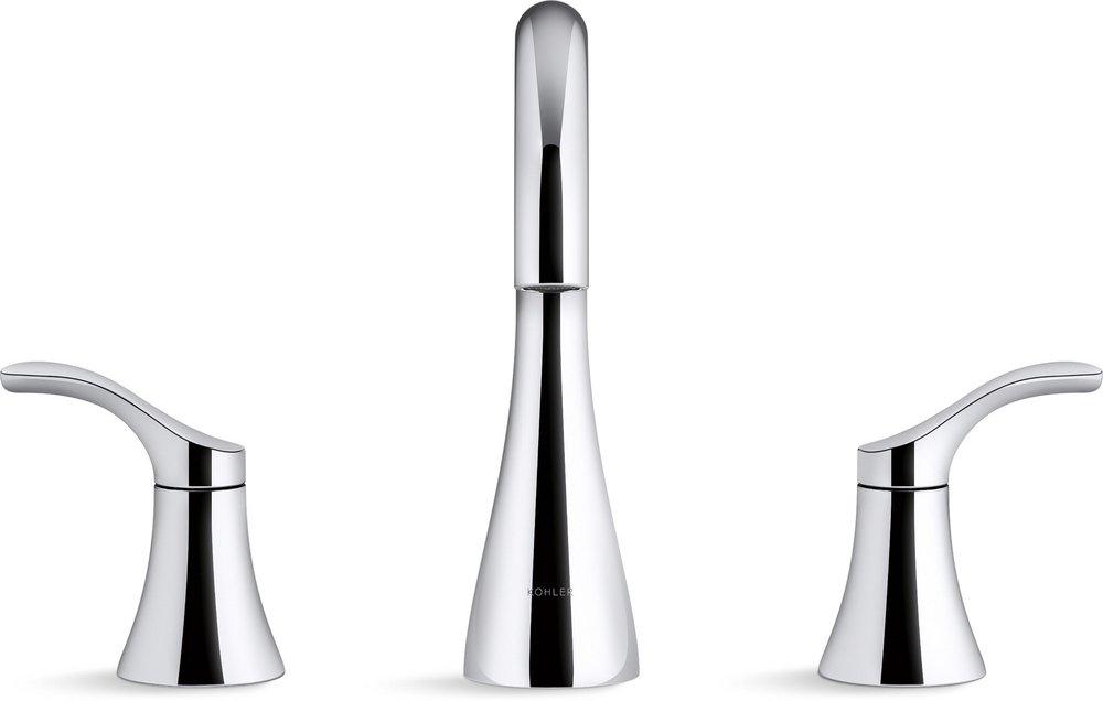 KOHLER Polished Chrome Two Handle Monoblock Bathroom Sink Faucet 