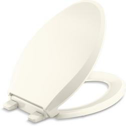 Elongated Closed-Front Toilet Seat with Soft Close and Quick Release in Biscuit
