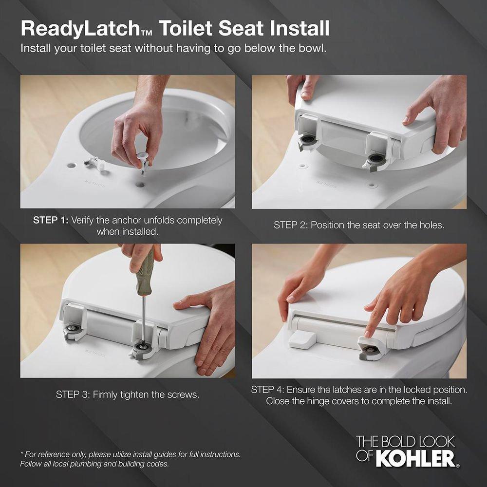 KOHLER White Elongated Closed-Front Toilet Seat with Soft Close and Quick Release 