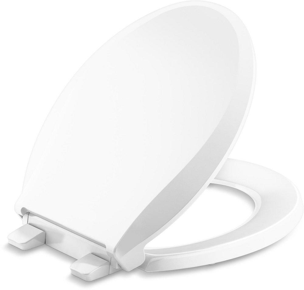 Round Closed Front Toilet Seat with Cover in White 