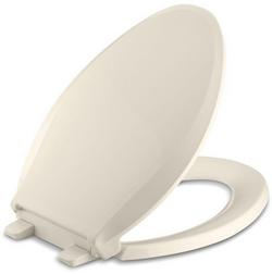 Elongated Closed-Front Toilet Seat with Soft Close and Quick Release in Almond