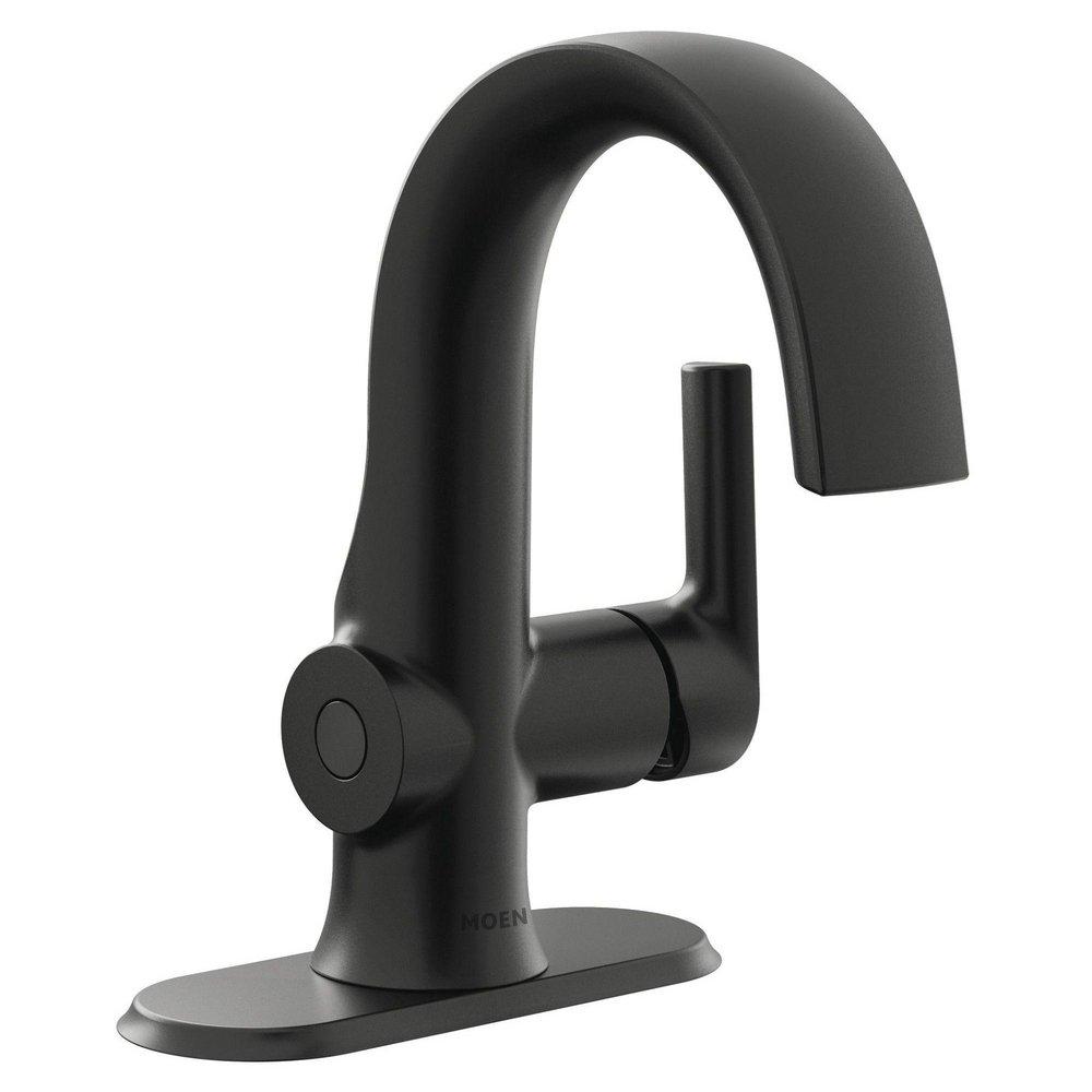 Single Handle Monoblock Bathroom Sink Faucet in Matte Black 