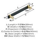 6-5/16 C-C BAR PULL BRUSHED MATTE BLACK/BRUSH GOLD *OVERTON 