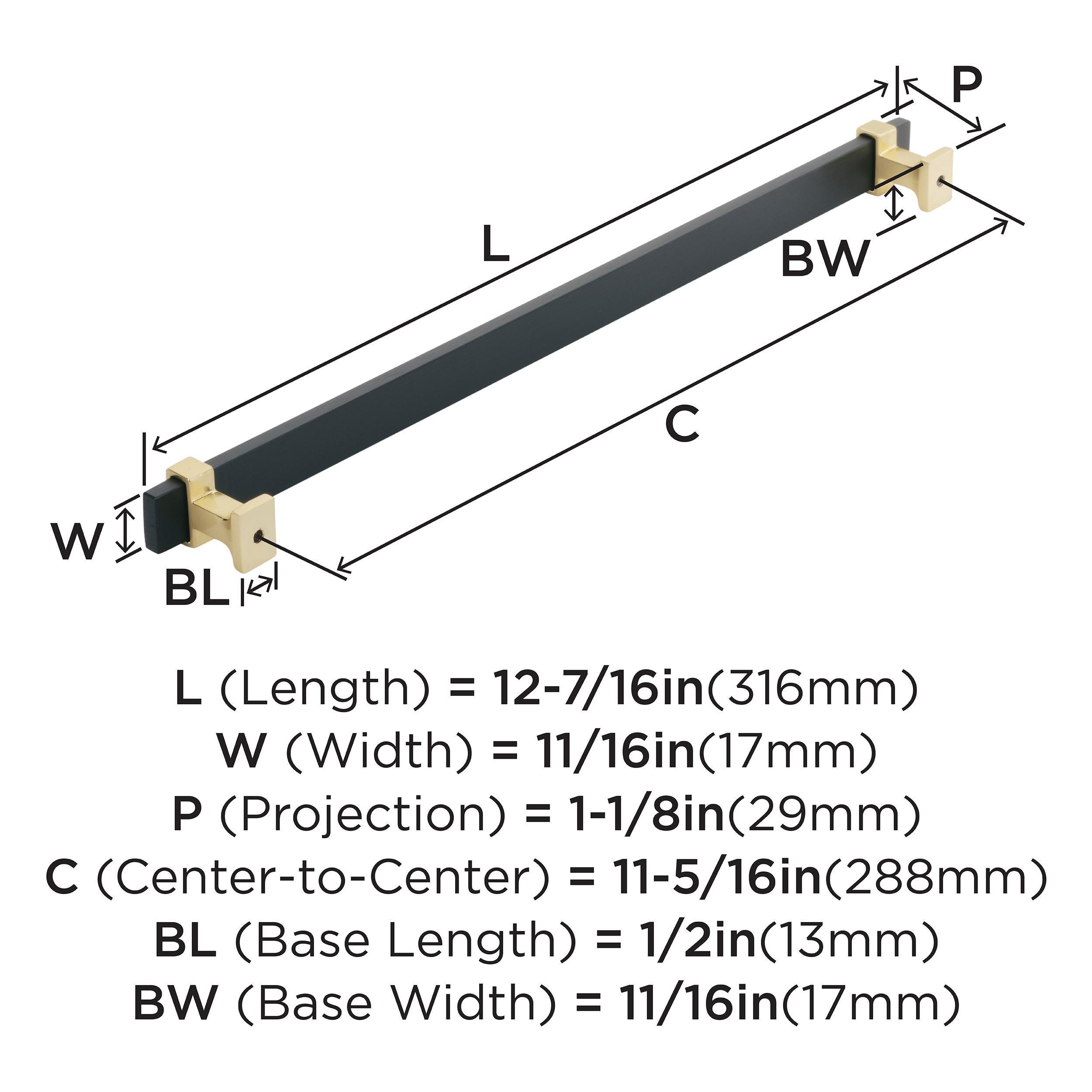 11-5/16 C-C BAR PULL BRUSHED MATTE BLACK/BRUSH GOLD *OVERTON 