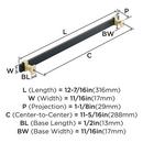 11-5/16 C-C BAR PULL BRUSHED MATTE BLACK/BRUSH GOLD *OVERTON 