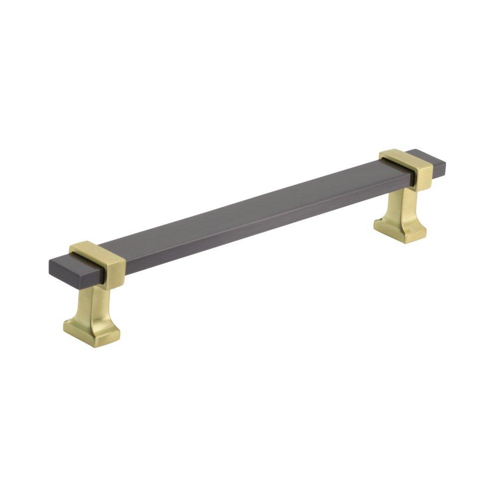 OVERTON 6-5/16 IN 160 MM CENTER-TO-CENTER BLACK CHROME/BRUSHED GOLD CABINET PULL 