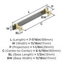 OVERTON 6-5/16 IN 160 MM CENTER-TO-CENTER BLACK CHROME/BRUSHED GOLD CABINET PULL 