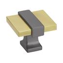 1-3/8 in. Square Cabinet Knob in Brushed Gold/Black Chrome