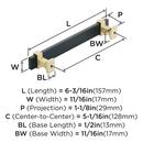 OVERTON 5-1/16 IN 128 MM CENTER-TO-CENTER BRUSHED MATTE BLACK/BRUSHED GOLD CABINET PULL 