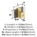 OVERTON 1-3/8 IN 35 MM LENGTH BLACK CHROME/BRUSHED GOLD CABINET KNOB 