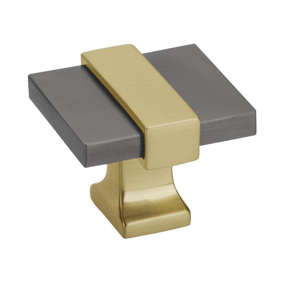OVERTON 1-3/8 IN 35 MM LENGTH BLACK CHROME/BRUSHED GOLD CABINET KNOB 