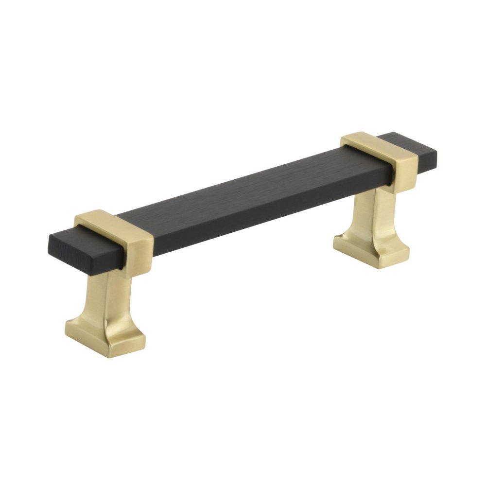 OVERTON 3-3/4 IN 96 MM CENTER-TO-CENTER BRUSHED MATTE BLACK/BRUSHED GOLD CABINET PULL 