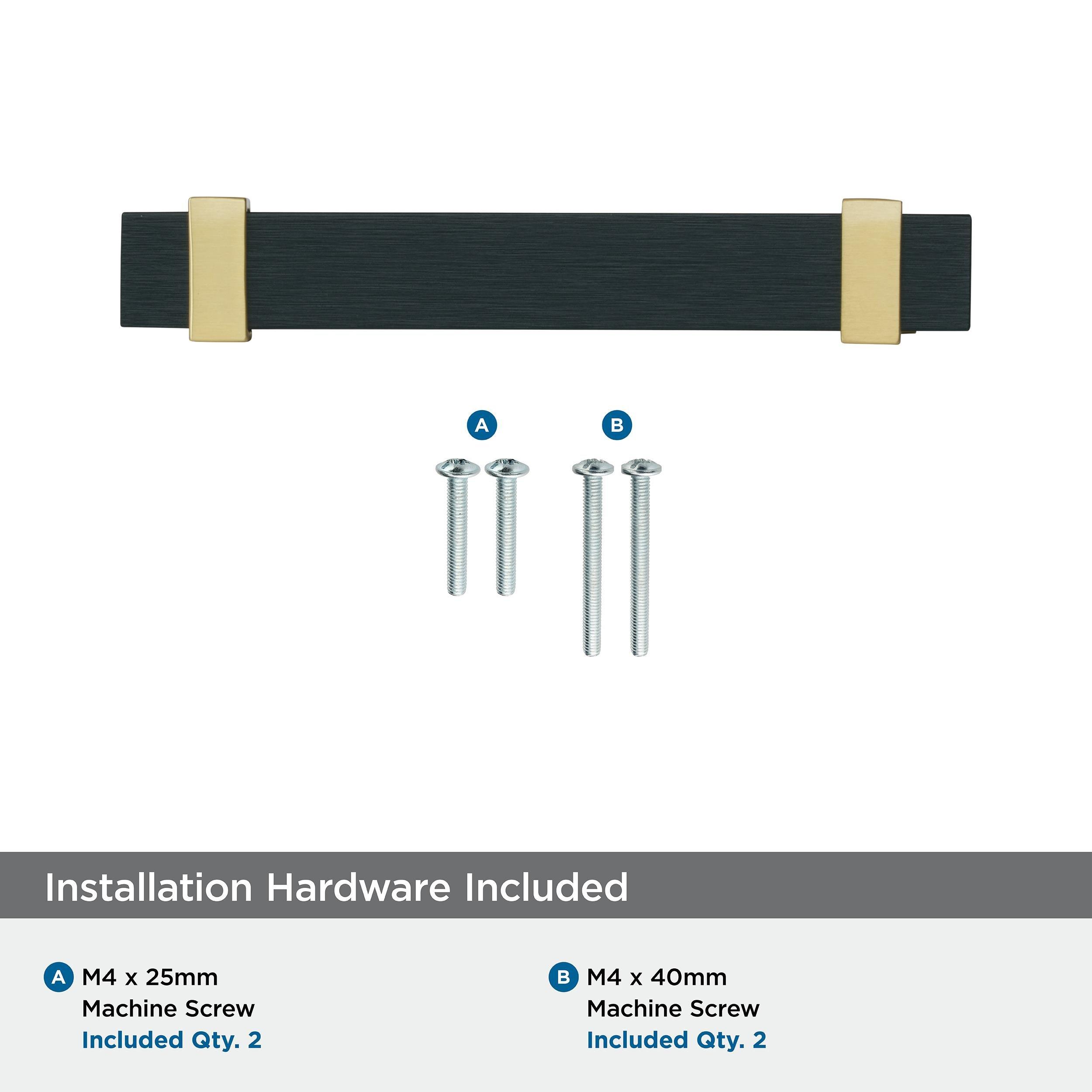 OVERTON 3-3/4 IN 96 MM CENTER-TO-CENTER BRUSHED MATTE BLACK/BRUSHED GOLD CABINET PULL 