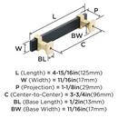 OVERTON 3-3/4 IN 96 MM CENTER-TO-CENTER BRUSHED MATTE BLACK/BRUSHED GOLD CABINET PULL 