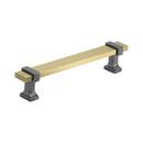OVERTON 5-1/16 IN 128 MM CENTER-TO-CENTER BRUSHED GOLD/BLACK CHROME CABINET PULL 