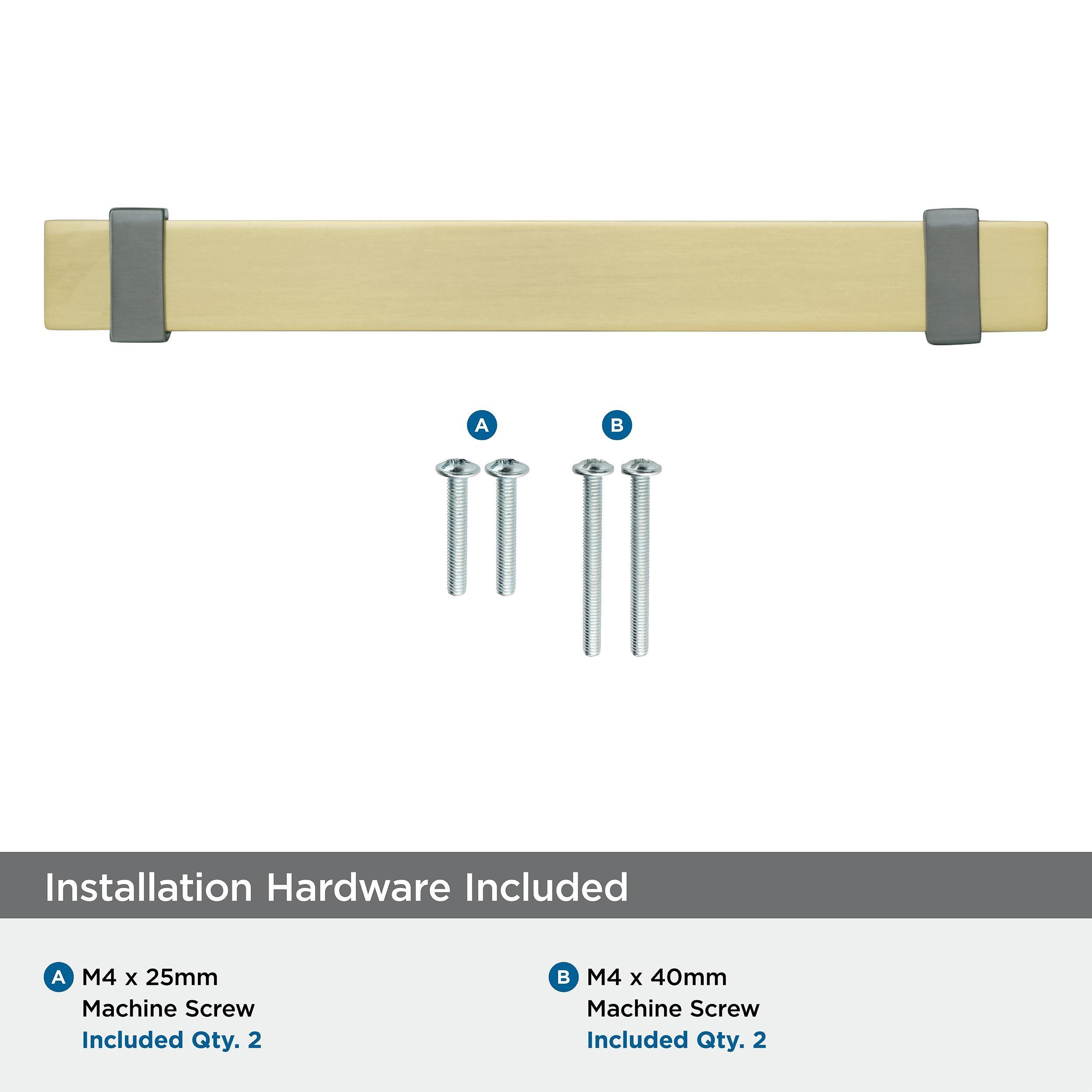 OVERTON 5-1/16 IN 128 MM CENTER-TO-CENTER BRUSHED GOLD/BLACK CHROME CABINET PULL 