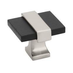 1-3/8 in. Square Cabinet Knob in Brushed Matte Black/Satin Nickel