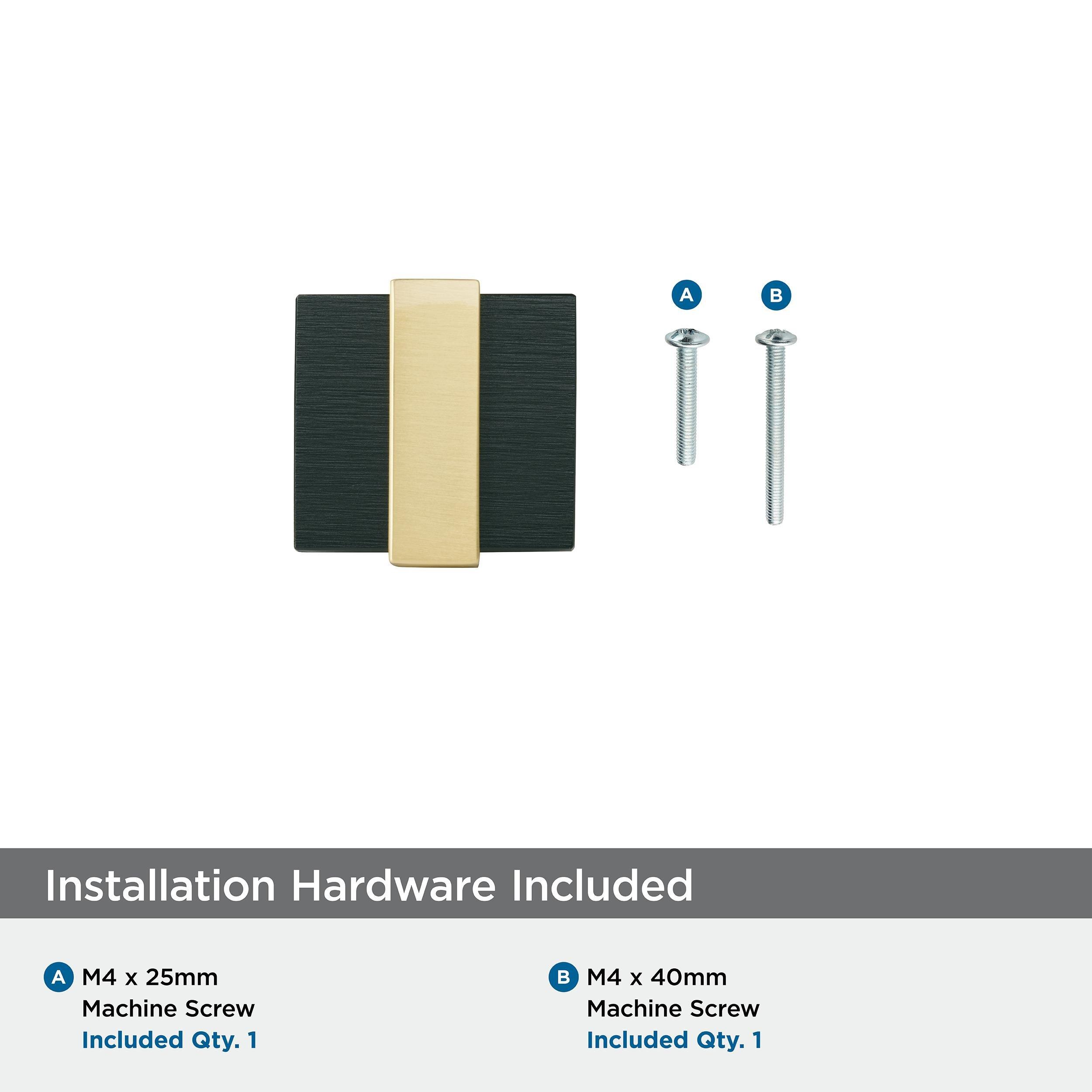 OVERTON 1-3/8 IN 35 MM LENGTH BRUSHED MATTE BLACK/BRUSHED GOLD CABINET KNOB 