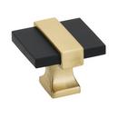 1-3/8 in. Square Knob in Brushed Matte Black/Brushed Gold