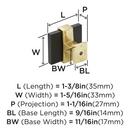 OVERTON 1-3/8 IN 35 MM LENGTH BRUSHED MATTE BLACK/BRUSHED GOLD CABINET KNOB 