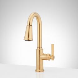 Single Handle Pull Down Bar Faucet in Brushed Gold