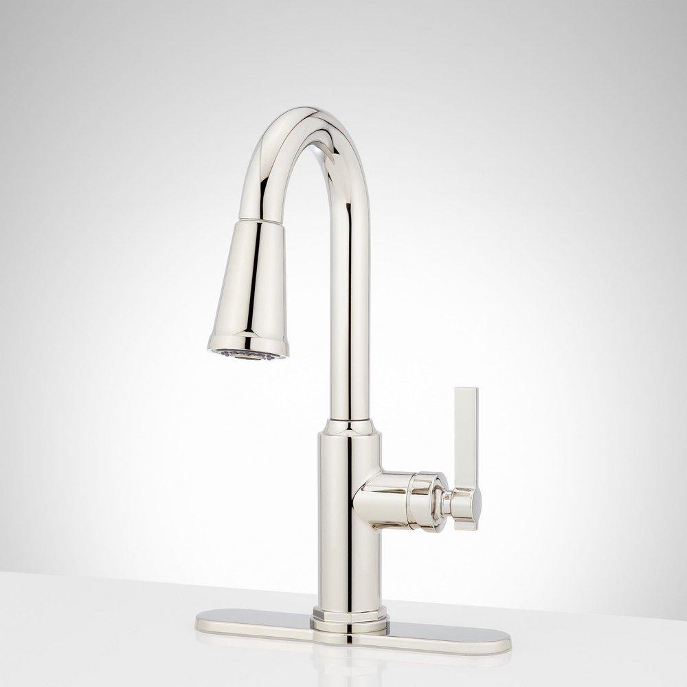 Signature Hardware Brushed Gold Single Handle Pull-Down Bar Faucet 