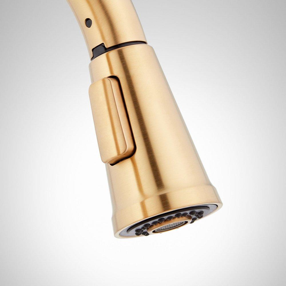 Signature Hardware Brushed Gold Single Handle Pull-Down Bar Faucet 
