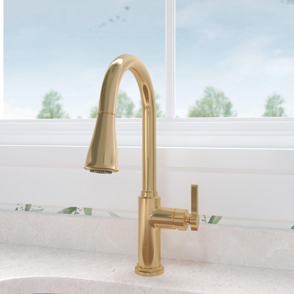 Signature Hardware Brushed Gold Single Handle Pull-Down Bar Faucet 