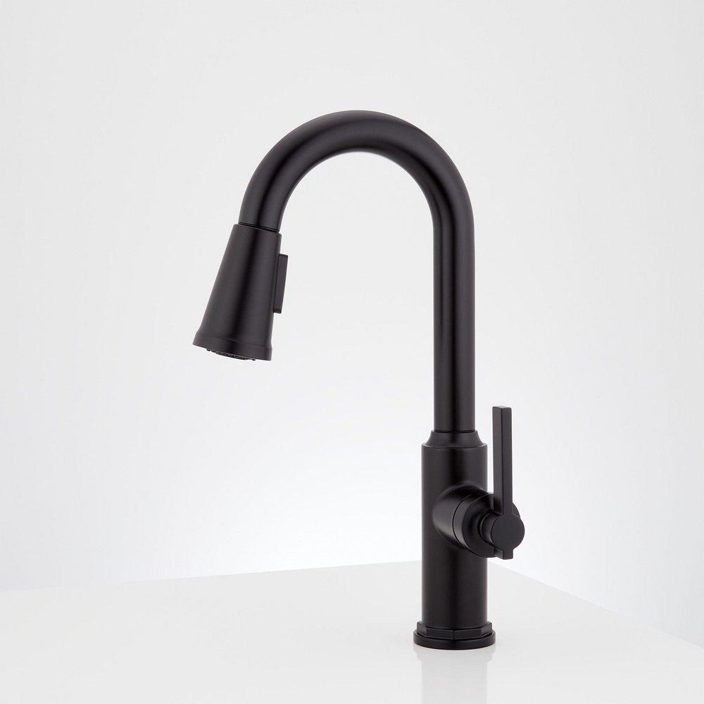 Signature Hardware Matte Black Single Handle Pull-Down Bar Faucet 