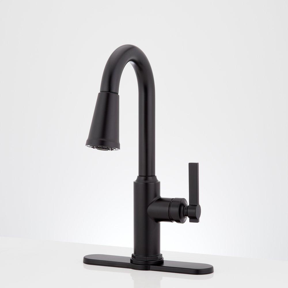 Signature Hardware Matte Black Single Handle Pull-Down Bar Faucet 