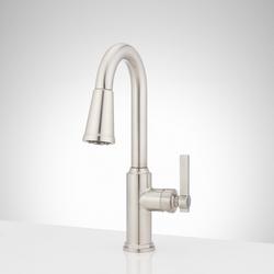 Single Handle Pull Down Bar Faucet in Stainless Steel