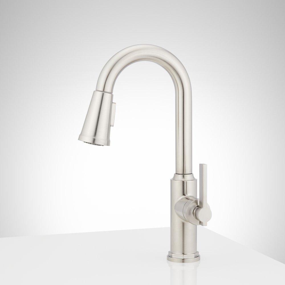 Signature Hardware Stainless Steel Single Handle Pull-Down Bar Faucet 