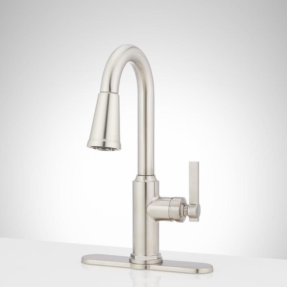 Signature Hardware Stainless Steel Single Handle Pull-Down Bar Faucet 