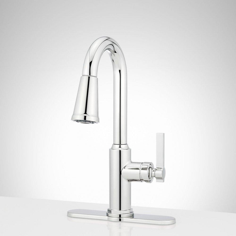 Signature Hardware Chrome Single Handle Pull-Down Bar Faucet 