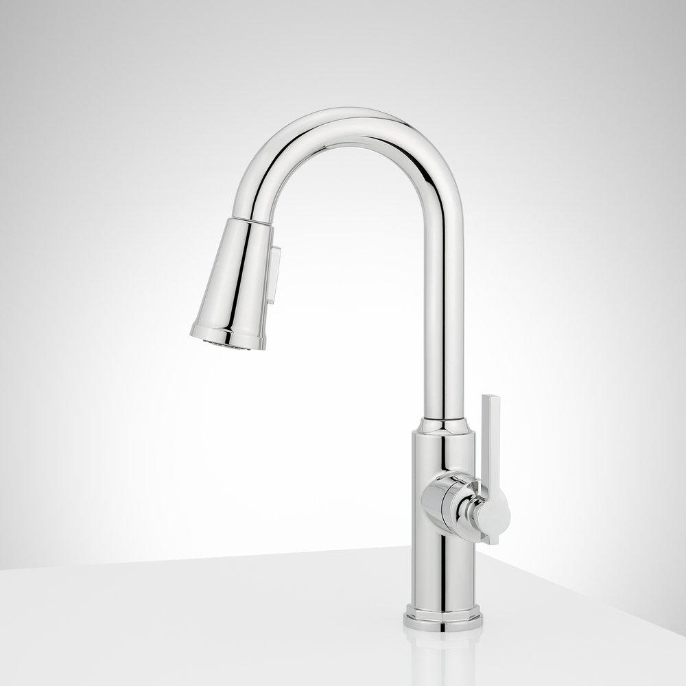 Signature Hardware Chrome Single Handle Pull-Down Bar Faucet 