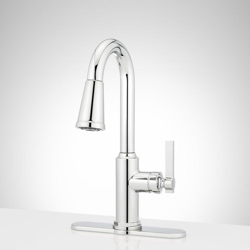 Signature Hardware Chrome Single Handle Pull-Down Bar Faucet 