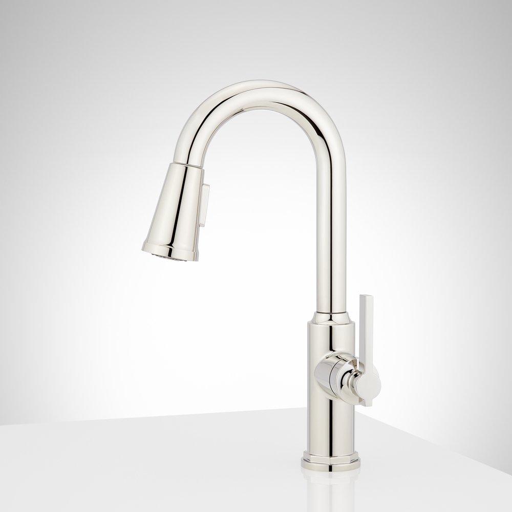 Signature Hardware Polished Nickel Single Handle Pull-Down Bar Faucet 
