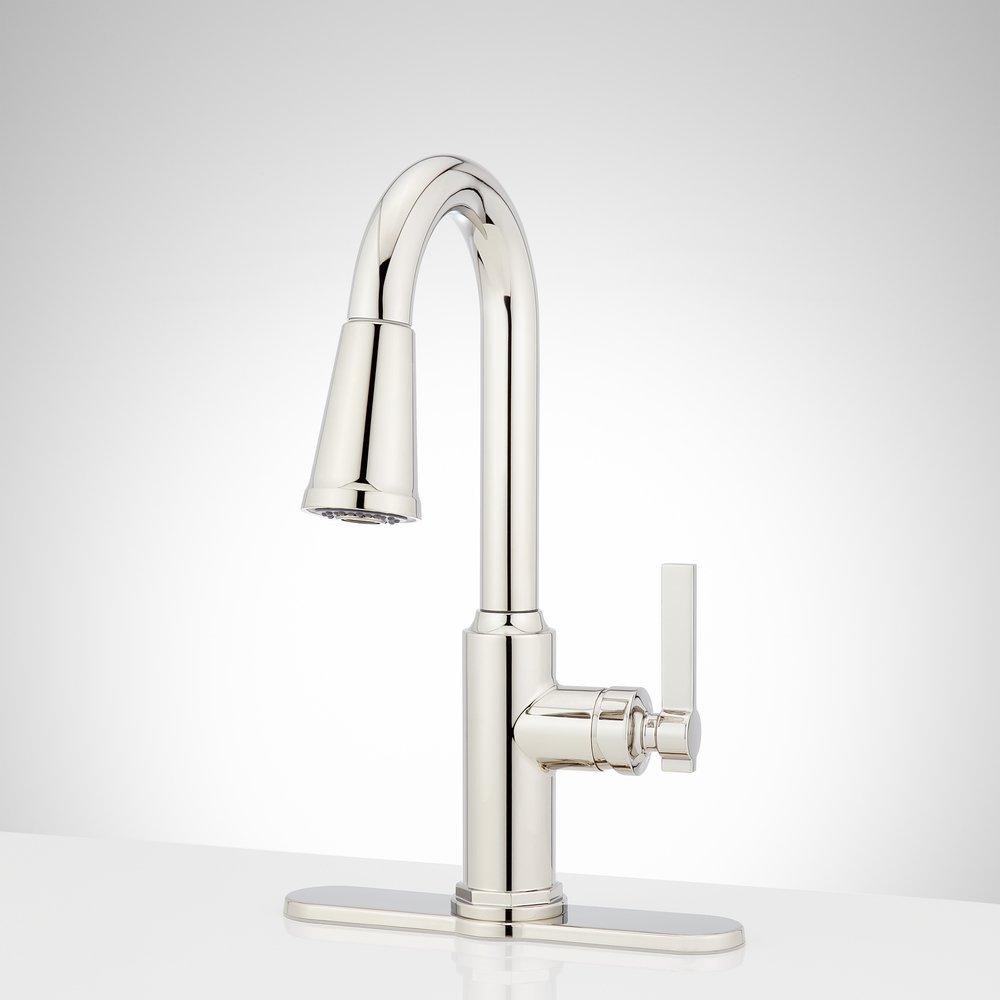 Signature Hardware Polished Nickel Single Handle Pull-Down Bar Faucet 