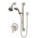 Single Handle Shower System with Showerhead, Hand Shower, Slide Bar, Shower Arm, Hose and Valve Trim in Satin Nickel (Trim Only) 